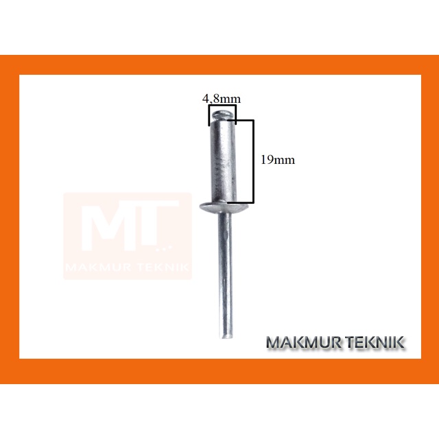 Jual Paku Rivet - Paku Keling Type 675 ukuran 4.8mmx19mm | Shopee Indonesia