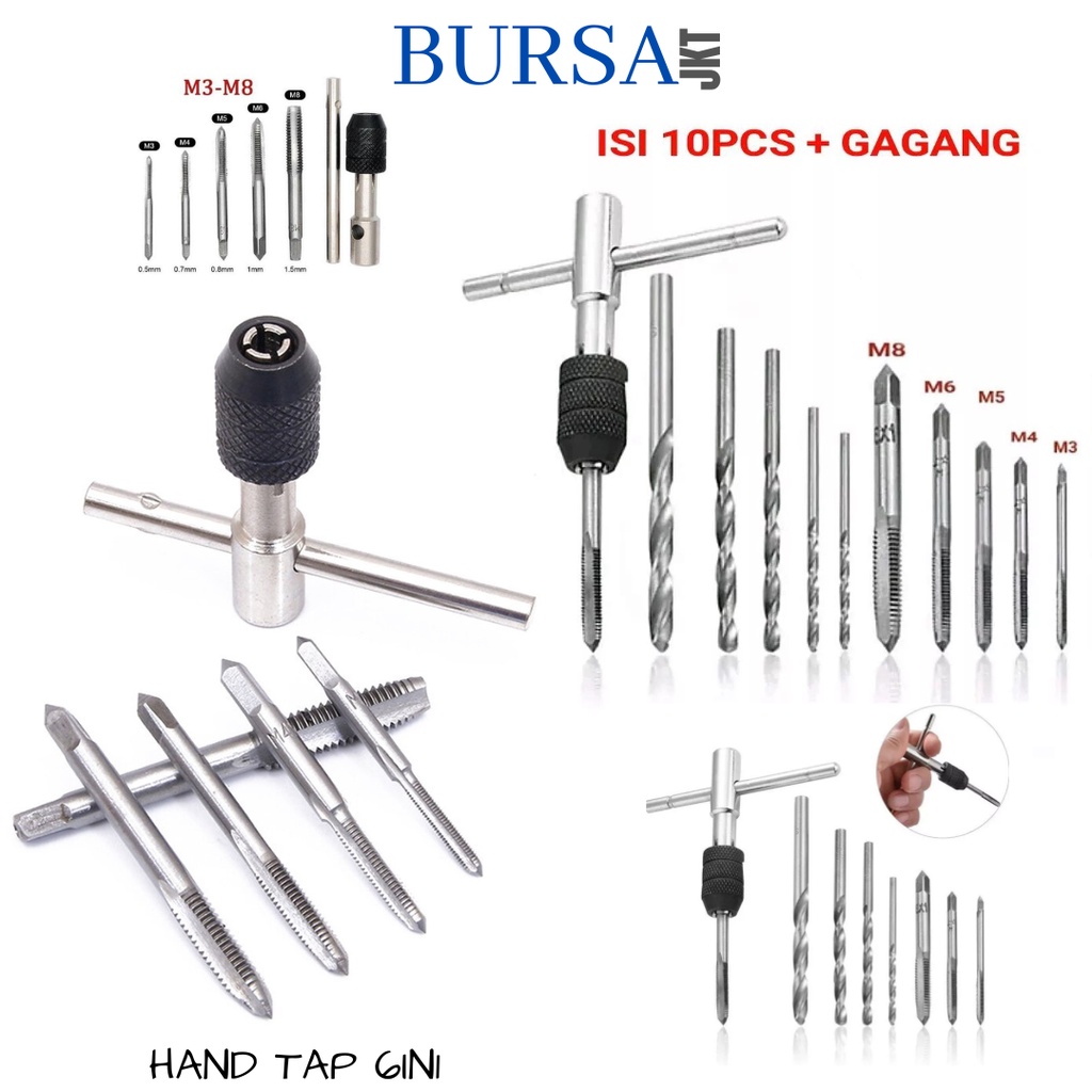 Jual HAND TAP SET + MATA BOR SENAI DRAT BAUT PEMBUAT DERAT ULIR BAUD ...