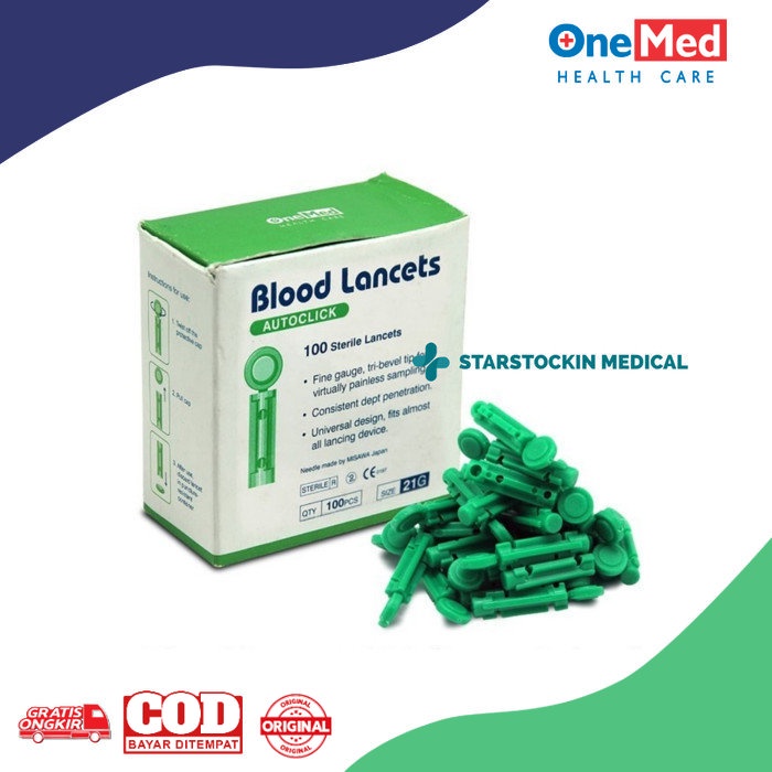 Jual Blood Lancet 21 G Onemed Jarum Bekam Box Isi 100 pcs | Shopee ...