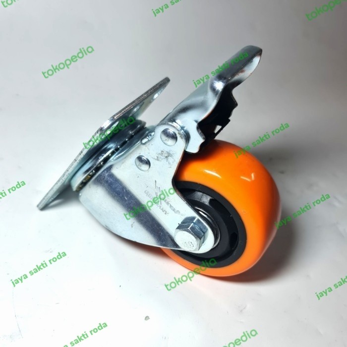 Jual Roda Roda Pu Oren 3 Inch Xander Germany Putar+Rem | Shopee Indonesia
