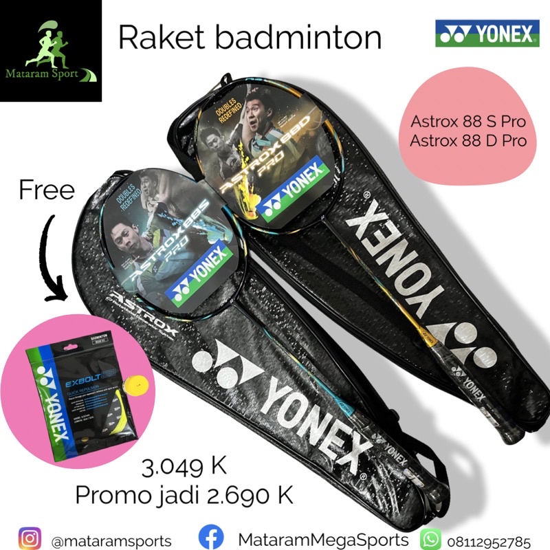 Jual Raket Badminton Yonex Astrox 88 Pro (S Dan D) ORIGINAL | Shopee ...