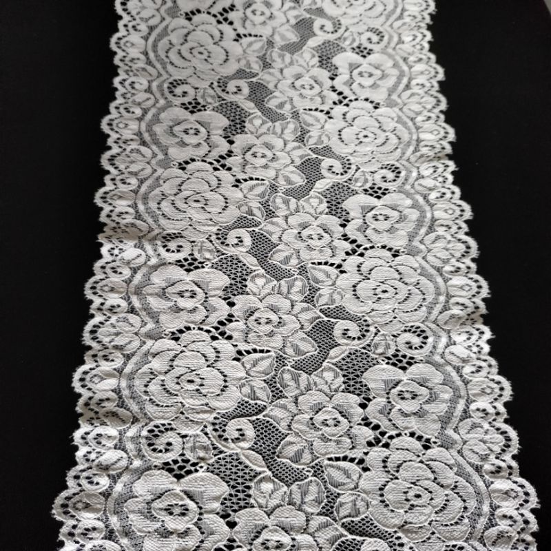 Jual renda Stretch renda karet broken white harga permeter 100cm ...