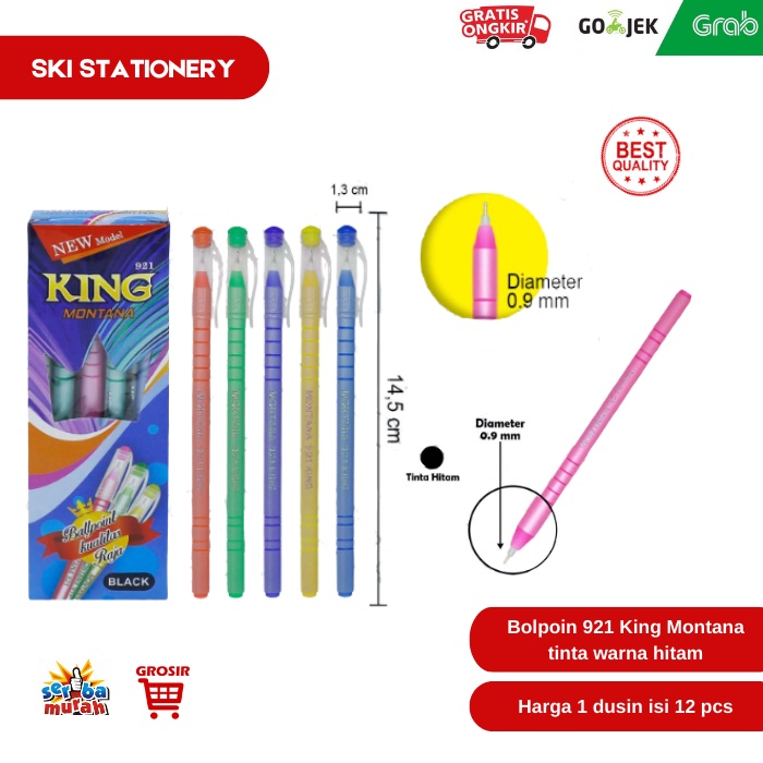 Jual Pulpen Bolpoin Raja Bolpen Murah Pen Warna Warni 921 King Montana Shopee Indonesia