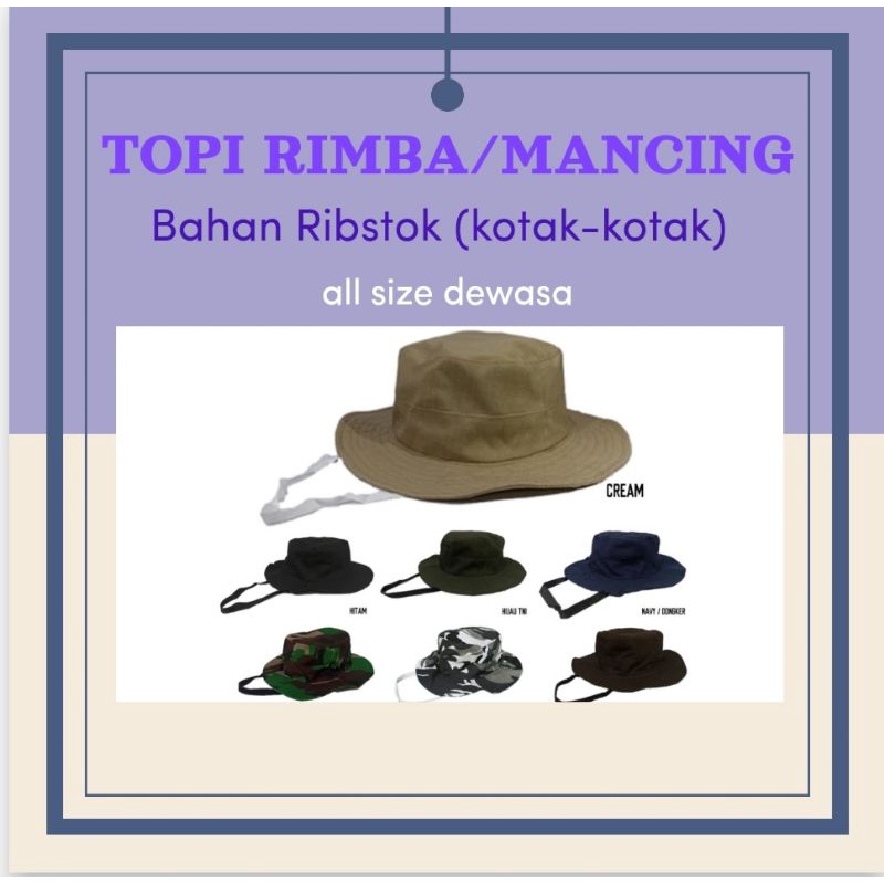 Jual Topi Rimba Outdoor Topi Mancing Bahan Ribstok (Kotak-kotak ...