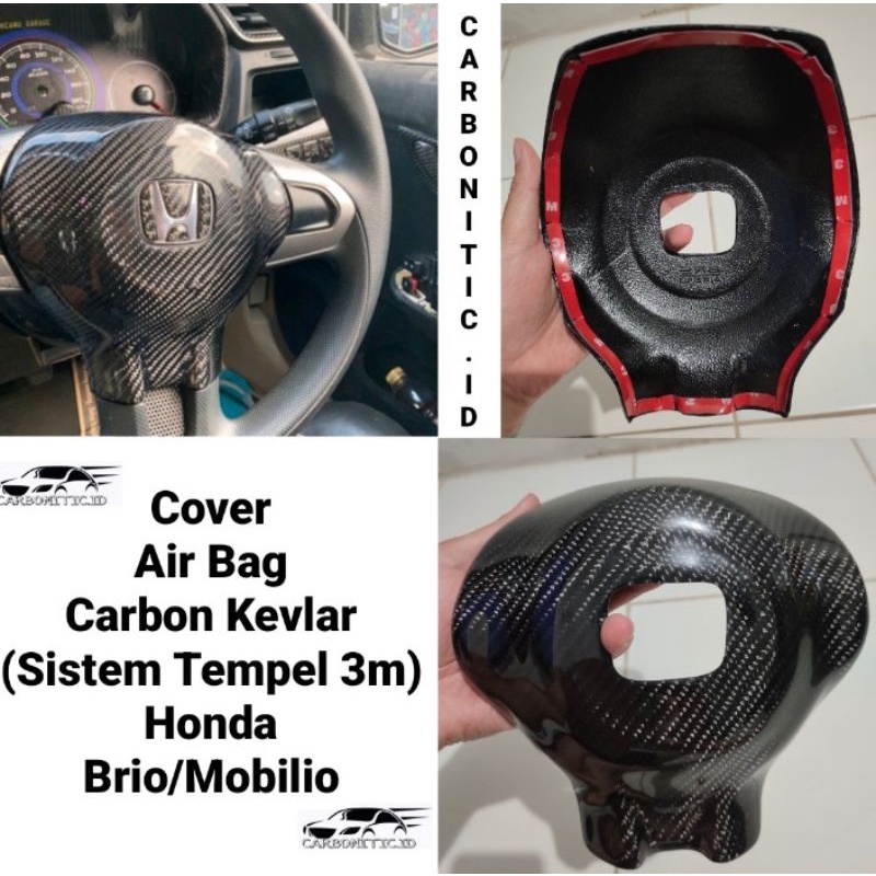 Jual Cover Stir Air Bag Honda Brio Mobilio Carbon Kevlar Asli ( Sistem