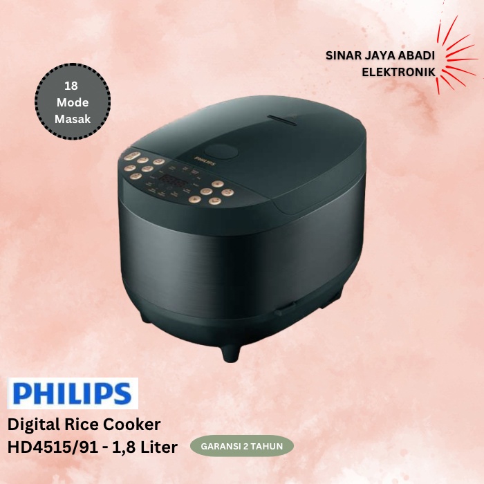 Jual Philips Hd451591 Fuzzy Logic Digital Rice Cooker 18 L Forest Green 400watt Hijau 4038