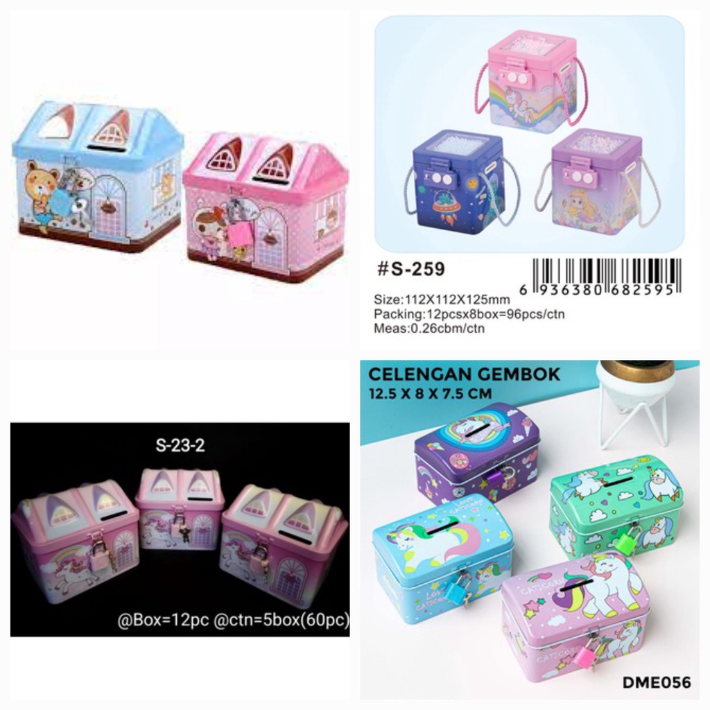Jual [FREE BUBBLE+DUS] Coin Box Celengan Kunci Gembok Peti Unicorn 056 ...