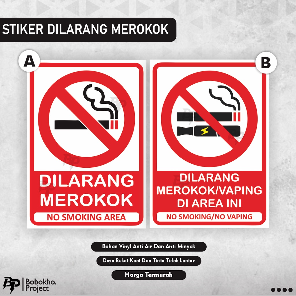 Jual Stiker dilarang merokok / Stiker No Smoking Area / Stiker Dilarang ...