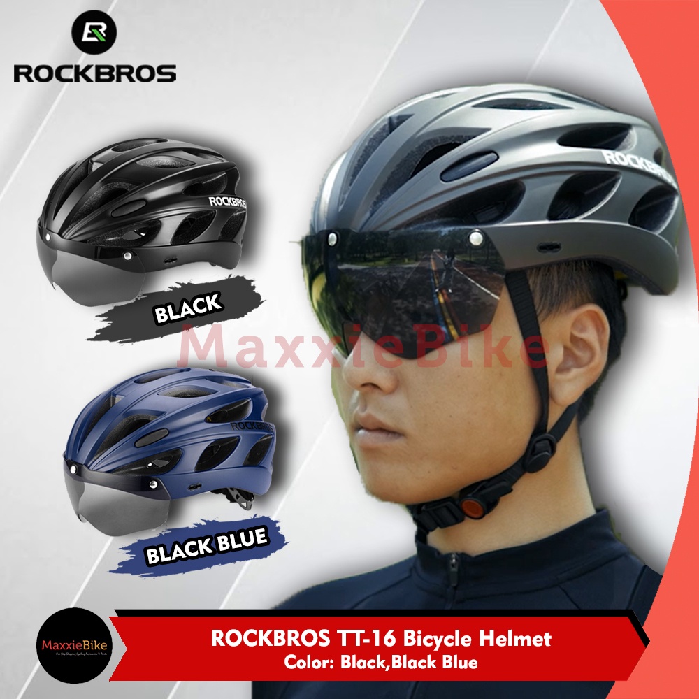 Jual ROCKBROS TT 16 Helm Sepeda Bicycle Helmet Goggle Lens Aero MTB Roadbike Shopee Indonesia