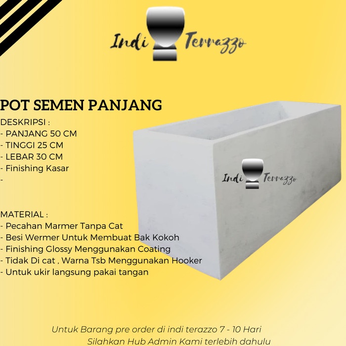 Jual Indi Terazzo Pot Panjang Semen Dan Teraso Pot Teraso Putih