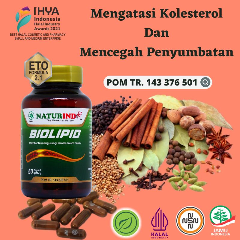 Obat Kolesterol Kolestrol Herbal Alami Obat Penurun Lemak Darah Biolipid 50 Kapsul Naturindo