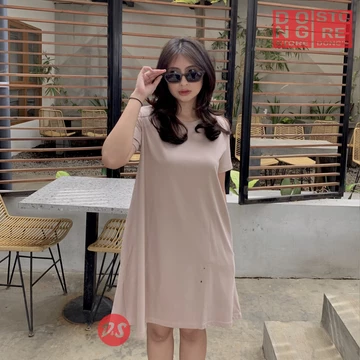 Kaos Polos Dress Pocket Wanita Casual Fashion Korean Baju Atasan Midi Dres Saku Didua Sisi