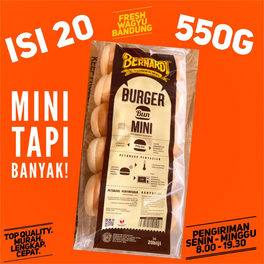 Jual BERNARDI ROTI BURGER BUN POLOS MINI ISI 20 Premium Bread Bun 550g ...