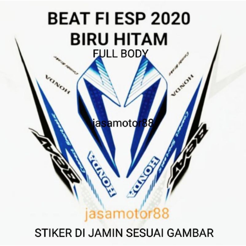 Jual Lis Striping Stiker Honda Beat F Esp Warna Biru Hitam