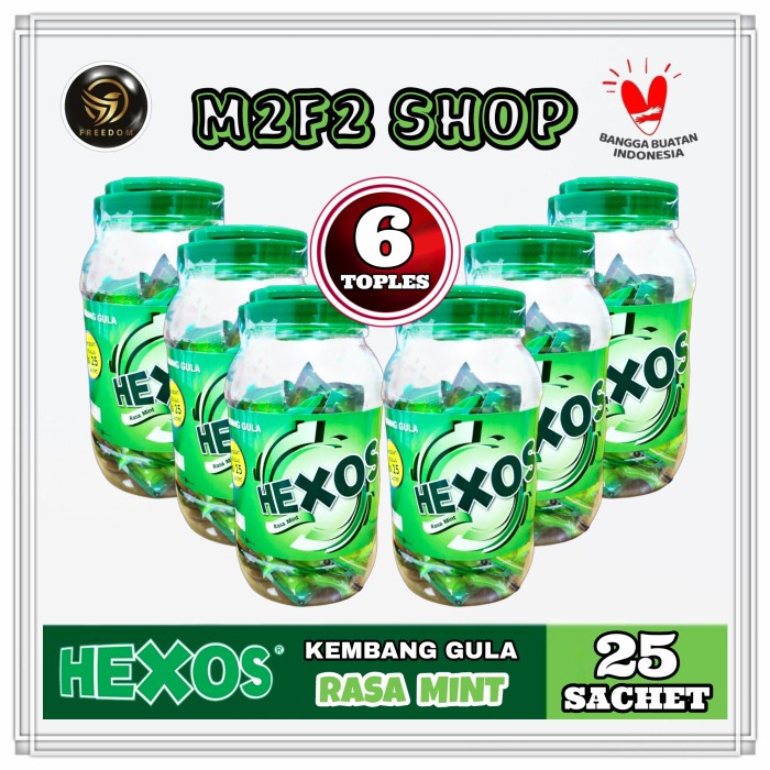 Jual Permen Hexos Mint Jar | Toples isi 25 Sachet - 312,5 gr (Kemasan 6 ...