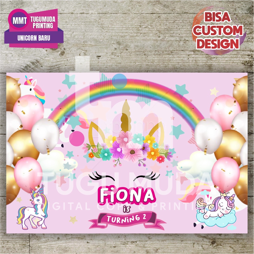 Jual Cetak BannerBackdropSpanduk Ultah/Birthday/Ulang Tahun Anak UNICORN PINK Shopee Indonesia