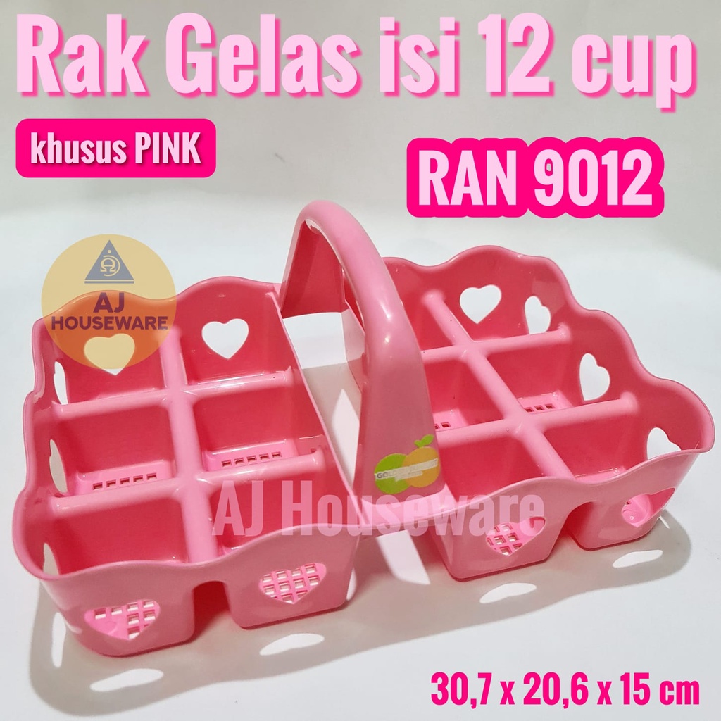 Jual Ran 9012 Rak Aqua Gelas 12 Cup Keranjang Tempat Air Mineral Pink Hijau Golden Sunkist 0367