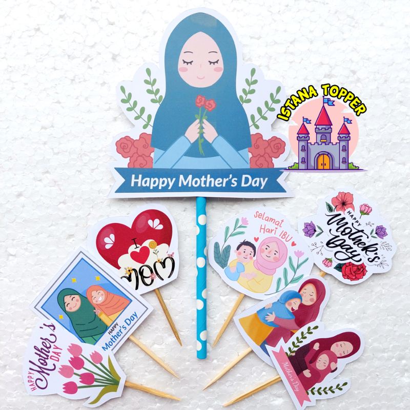 Jual Topper Cake STANDART / CUSTOM Tema Hari Ibu/ Topper Mother Day ...
