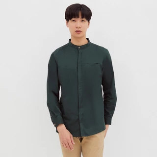 M231 Kemeja Pria Koko Shanghai Polos Soft Twill Panjang Hijau 1971A