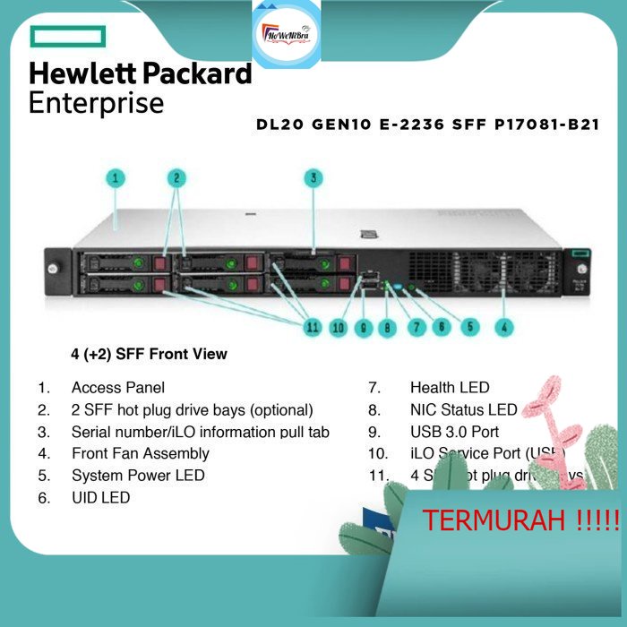 Jual Server HPE ProLiant DL20 G10 Xeon E-2236 16GB 2x2TB SATA P17081 ...
