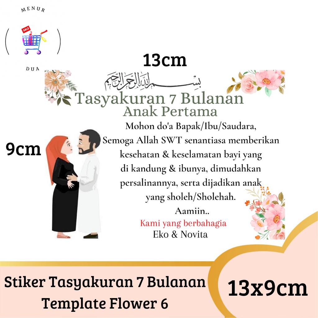 Jual Stiker Tasyakuran 7 Bulanan Kehamilan Custom Tema Flower 6 ...