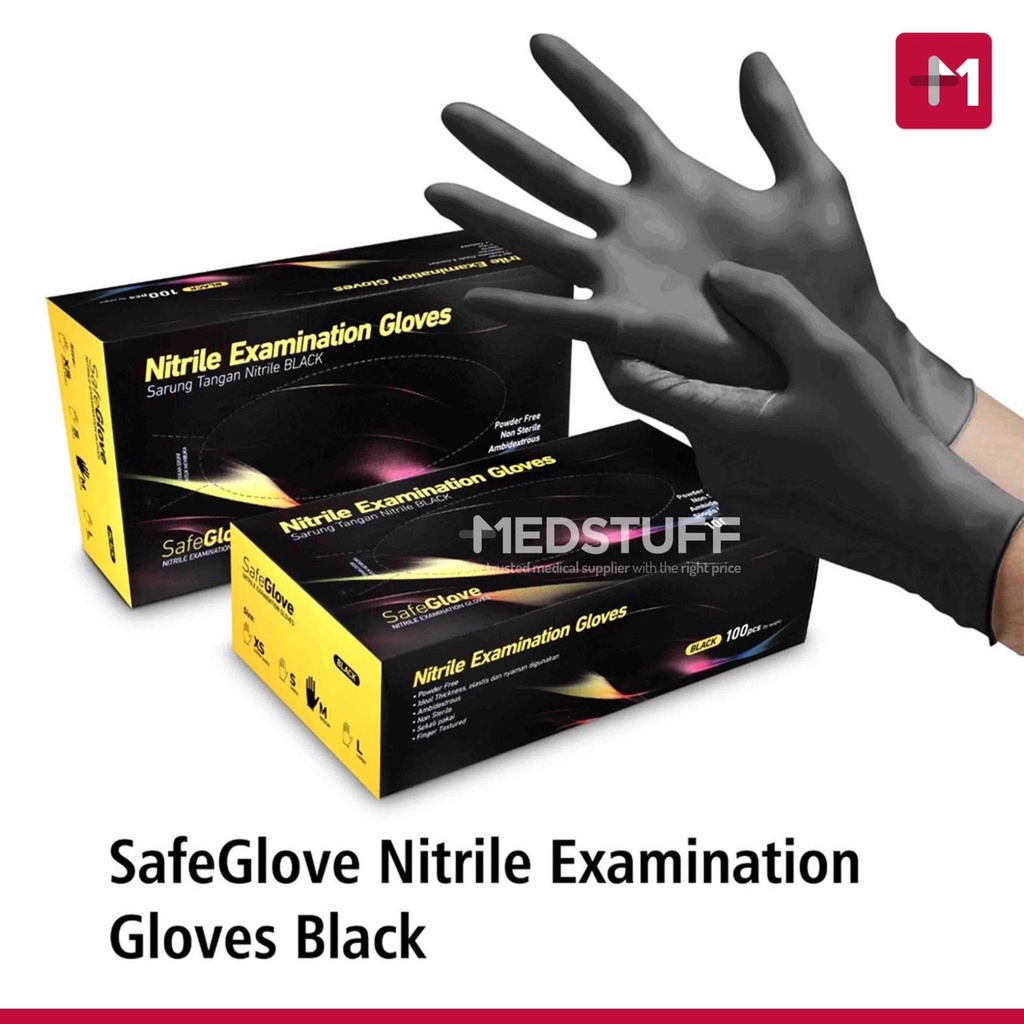 Jual Sarung Tangan Nitrile Safeglove Black Handscoon Nitril Gloves ...