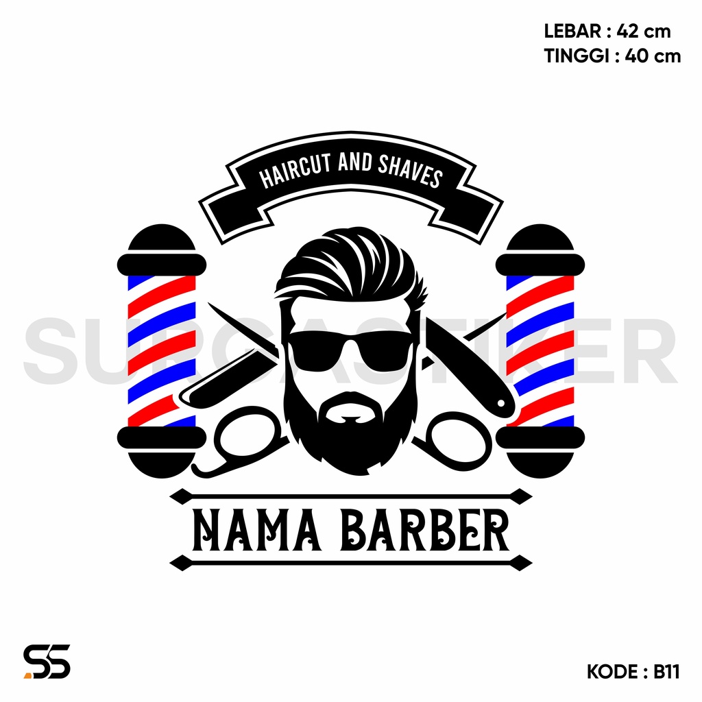 Jual Wall Cutting Sticker Stiker Dinding Barber Shop Salon Potong Cukur Rambut Vinyl Custom