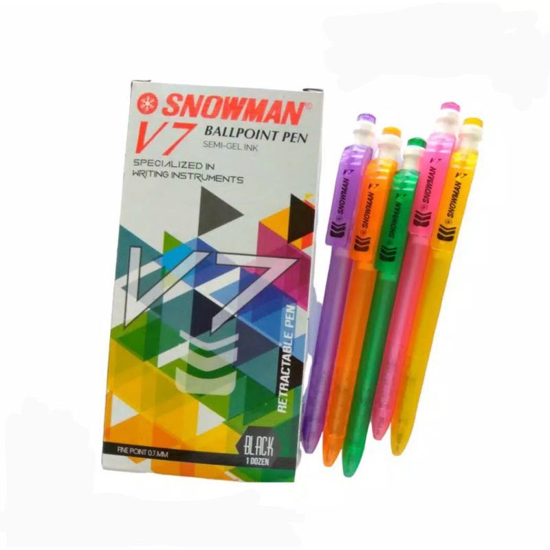 Jual Pulpen Snowman V7 1 Box isi 12 | Shopee Indonesia