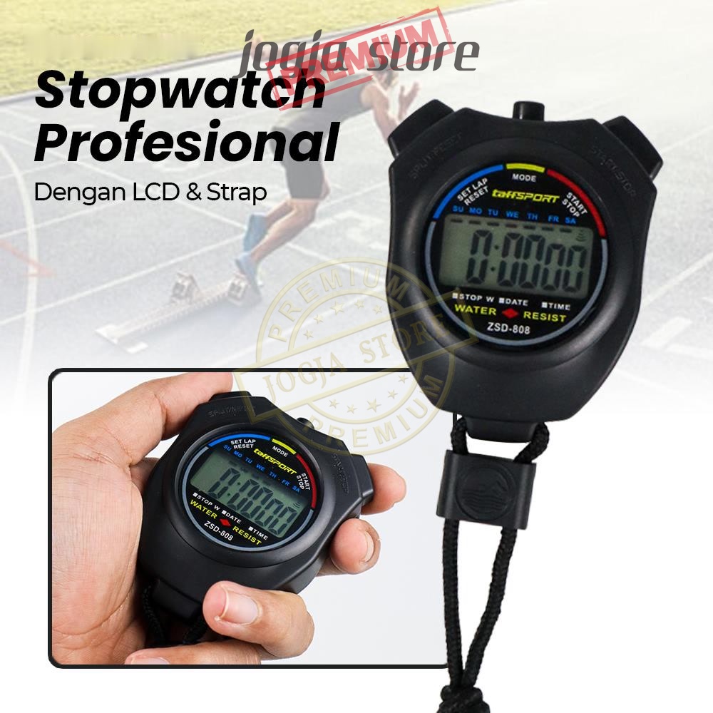 Jual Stopwatch Profesional LCD with Strap Stopwatch Genggam Olahraga