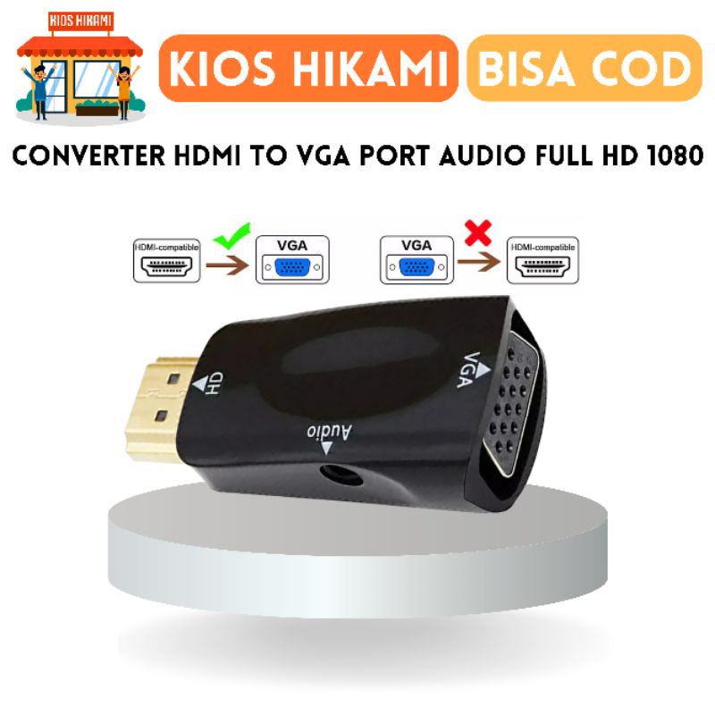 Jual Converter Hdmi To Vga Port Audio Full Hd P Konverter Male Ke