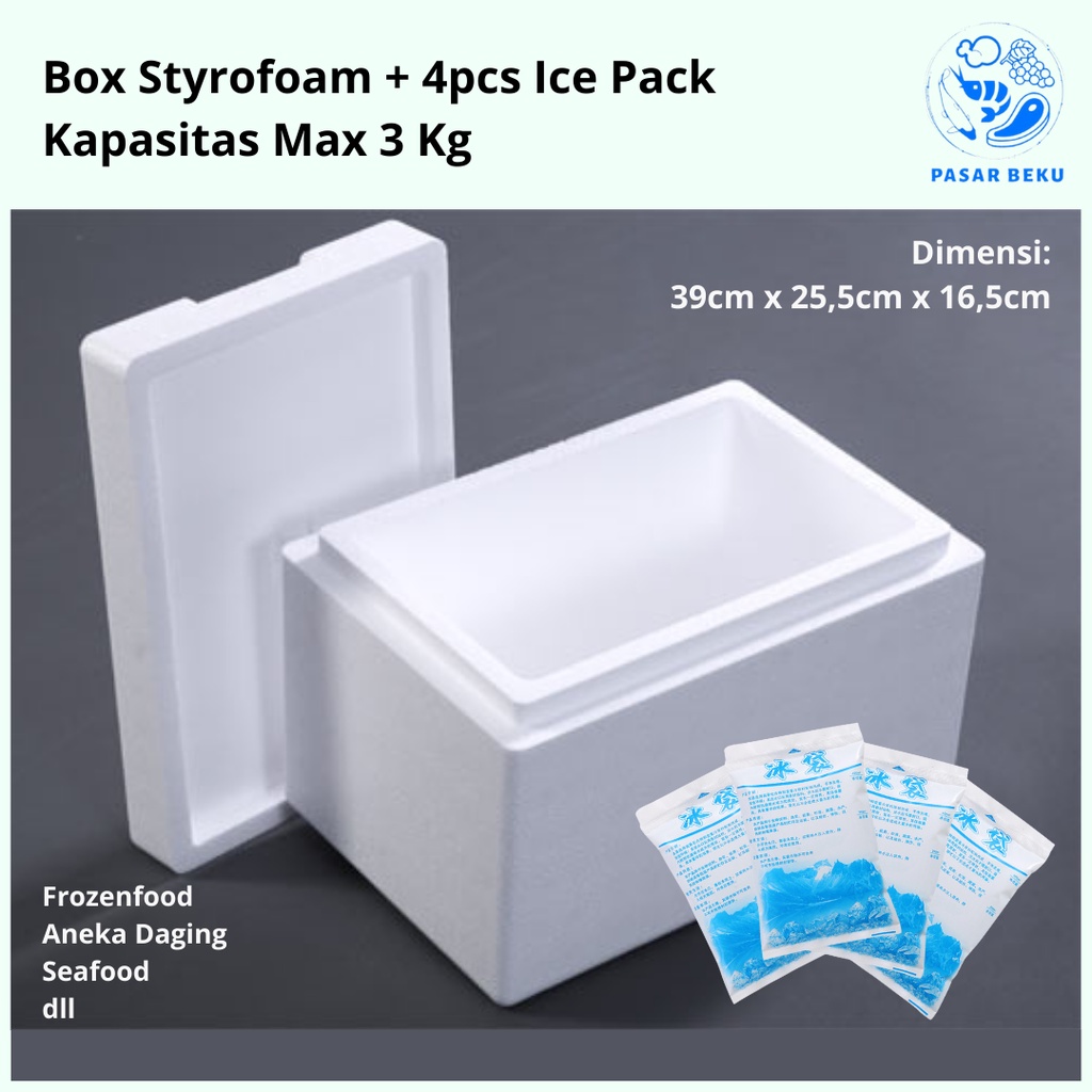 Jual Box Styrofoam Second Kapasitas Muat Max 3kg Khusus Area SUMBAR Frozen Food Pasar Beku