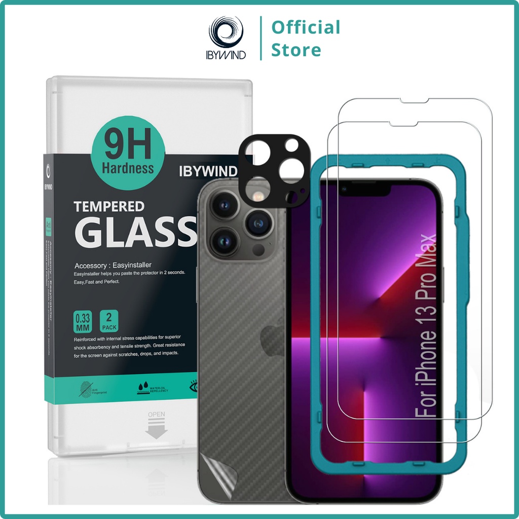 Ibywind - Pack Protection écran IPhone 17 Pro Max 5G : 2x Verre Trempé 9H + 1x Film Caméra + 1x Film Arrière - Installation Facile