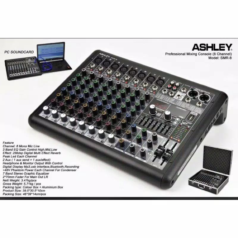 Jual Mixer Analog ASHLEY SMR-8 SMR 8 Series Channel Speaker Gain ...