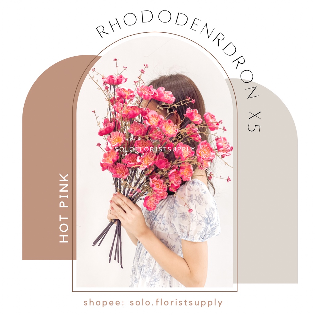 Jual RHODODENDRON X5 CABANG POPPY FLOWER SPRAY BUNGA POPPY ARTIFICIAL ...