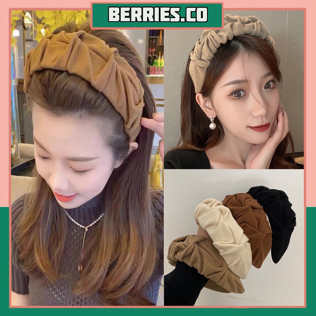 Jual Bribd977 Bando Bandana Korea Scrunchie Anti Patah Wanita Scrunchies Keriting Desain Lebar 