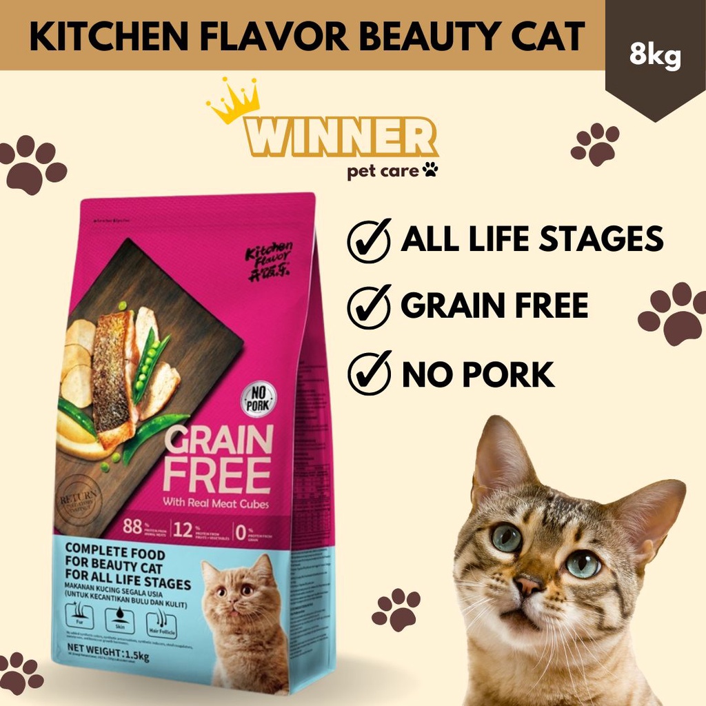 Jual Kitchen Flavor Grain Free Beauty Cat Food All Life Stages