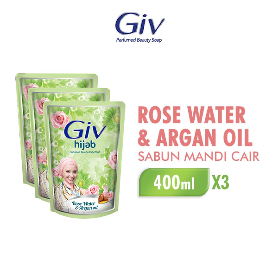 Jual Giv White Hijab Sabun Mandi Cair Rose Water Argan Oil Pouch Ml X Shopee Indonesia