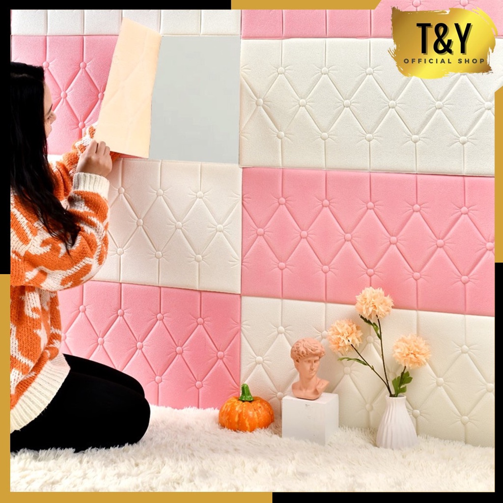 Jual T&Y Wallpaper Dinding 3D Foam Ukuran 60 CM X 30 CM Wall Border ...