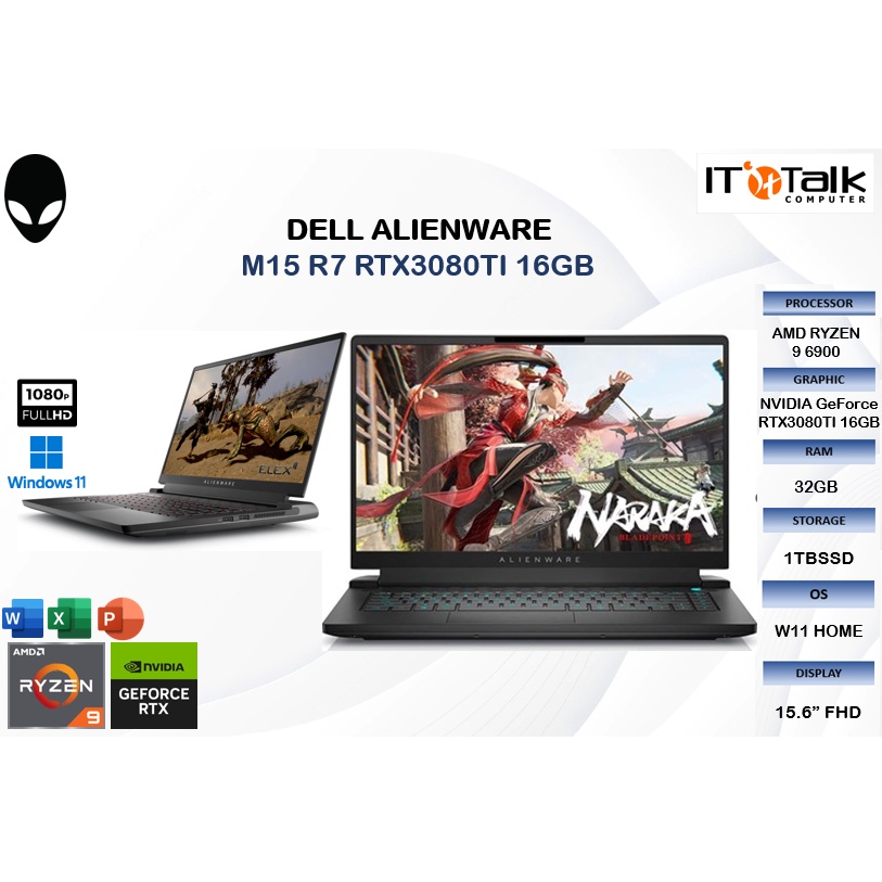 Jual DELL ALIENWARE M15 R7 RTX3080TI 16GB RYZEN 9 6900 32GB 1TBSSD 15.6 ...