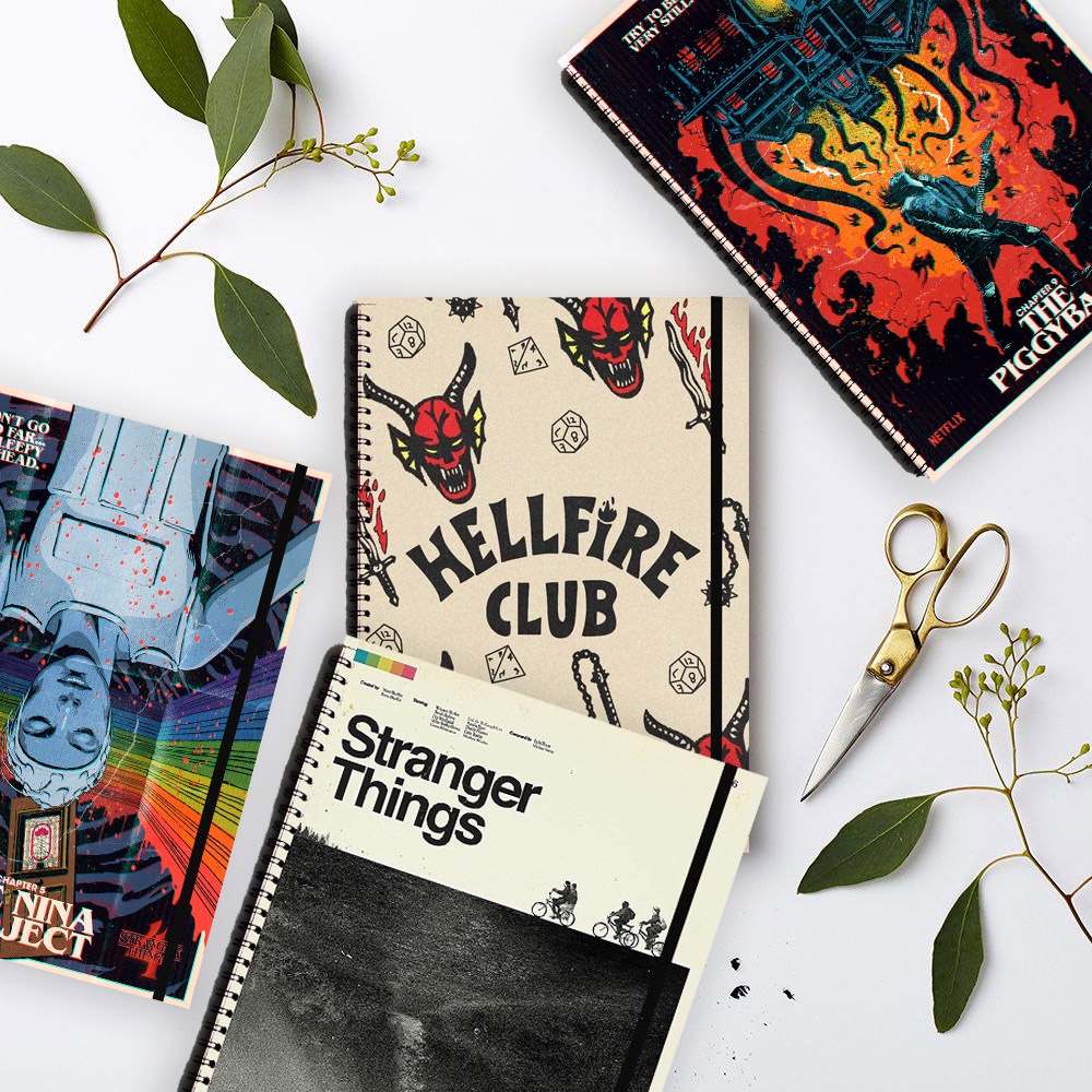 Jual STRANGER THINGS 4 Vintage Retro Ruled Grid Dotted Notebook Diary ...