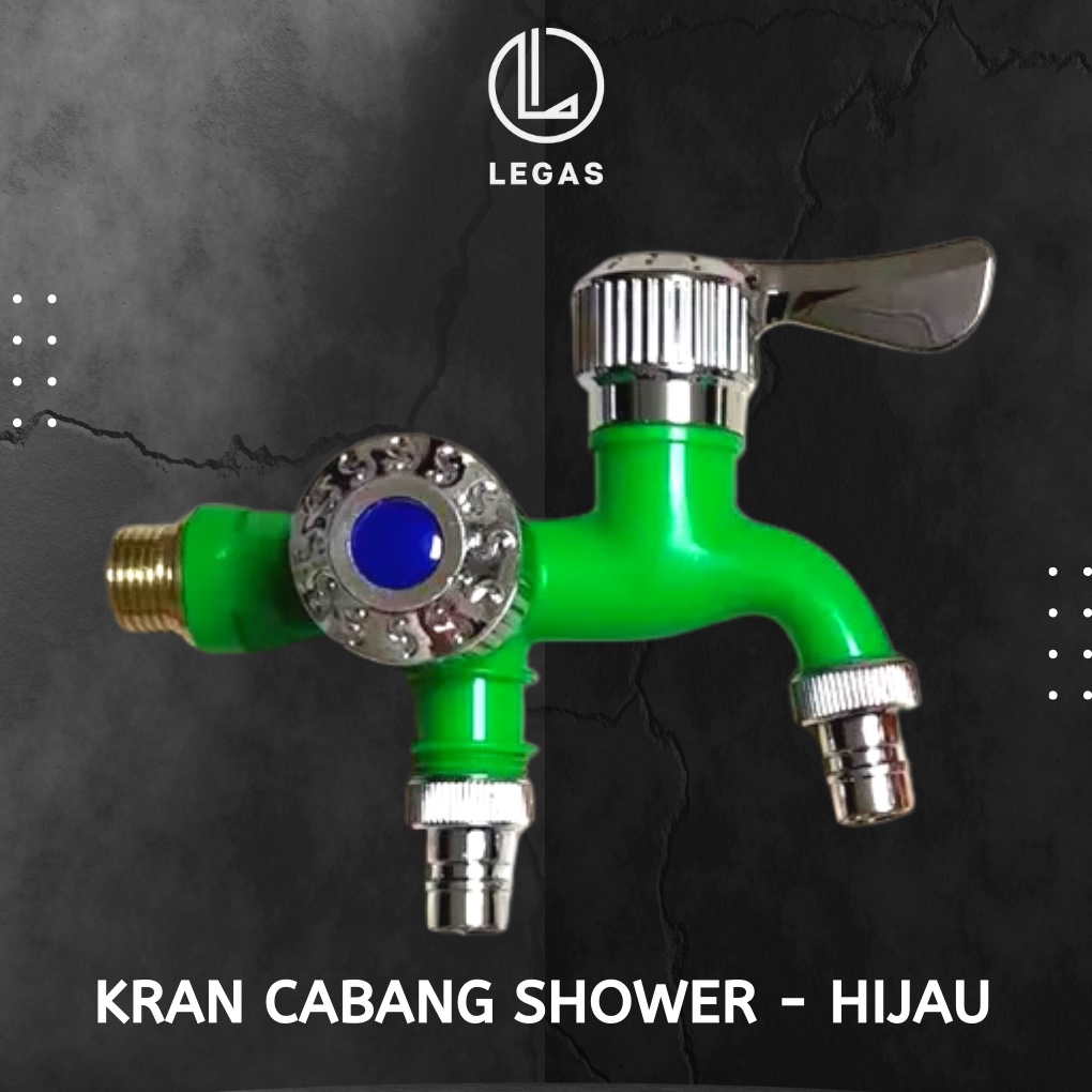 Jual Kran Cabang Engkol Pvc Shower Keran Air Double Kamar Mandi Hijau