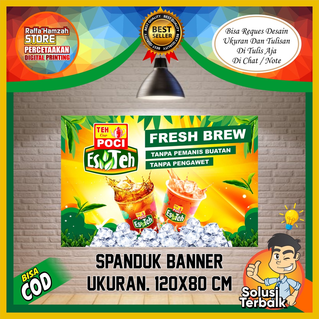 Jual CETAK SPANDUK BANNER MURAH FLEXI 280 ES TEH POCI UKURAN 120X80 CM ...