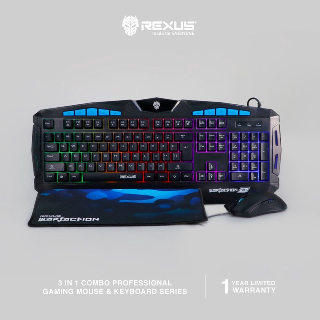 Jual KEYBOARD GAMING MOUSE MOUSEPAD GAMING REXUS WARFACTION VR-1 RGB ...