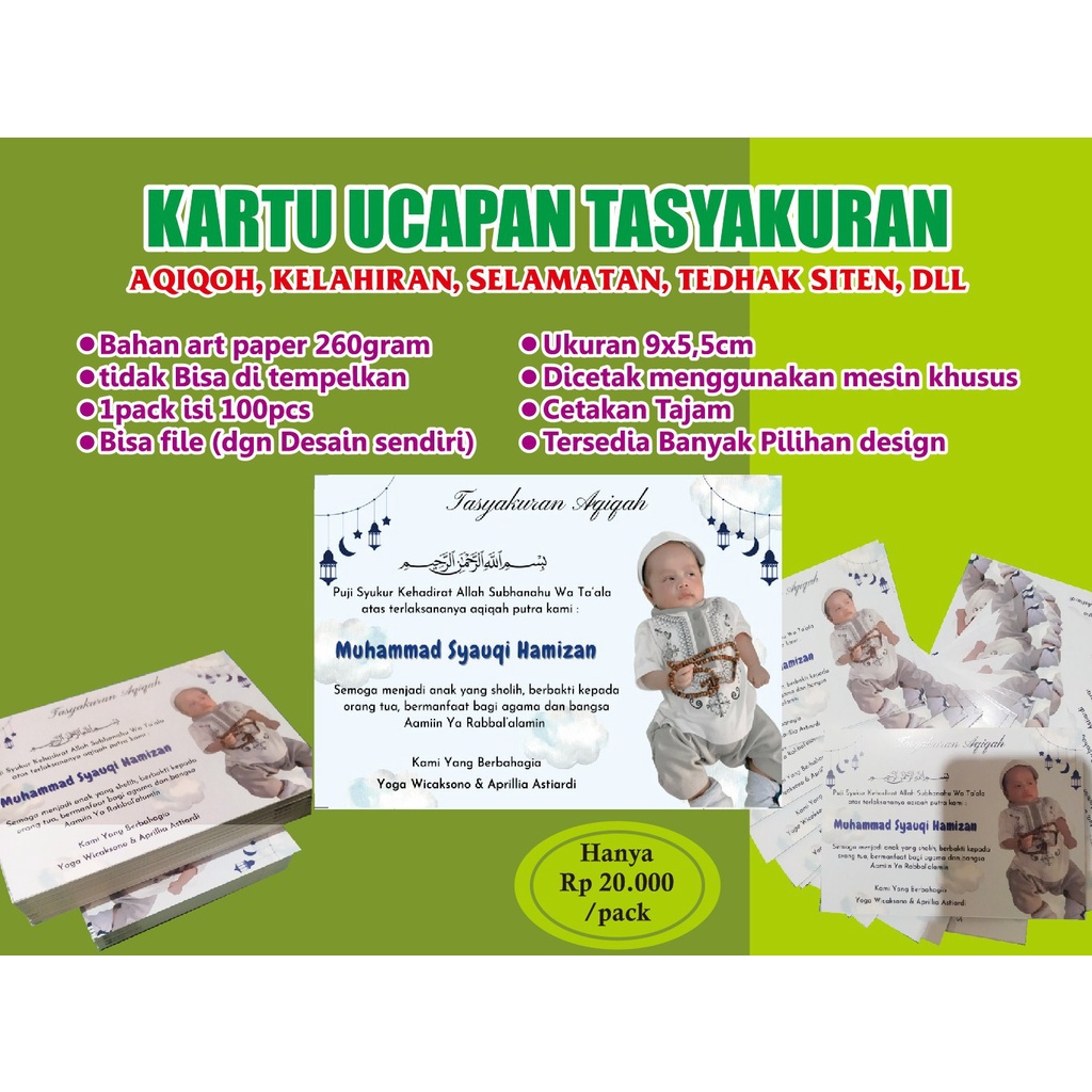 Jual Kartu Ucapan Aqiqoh 1pack Isi 100pcs - Label Tasyakuran - Kartu ...