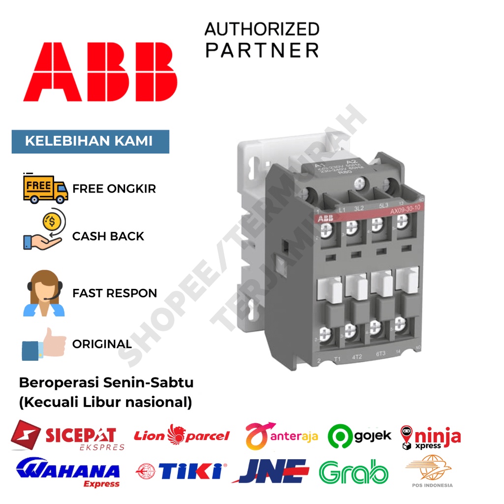 Jual ABB CONTACTOR KONTAKTOR AX09-30-10-80 220 VAC 1NO 4KW ...