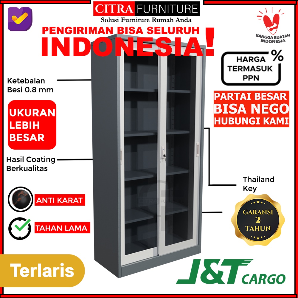 Jual CARGO | Lemari Arsip Besi 2 Pintu Sliding Kaca|Kantor Filling ...