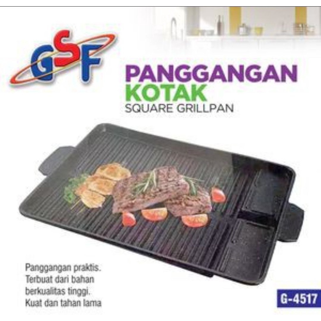 Jual GSF BBQ Panggangan Kotak 4517 BBQ Grill Pan Alat Barbeque Grill Pan Teflon Khusus