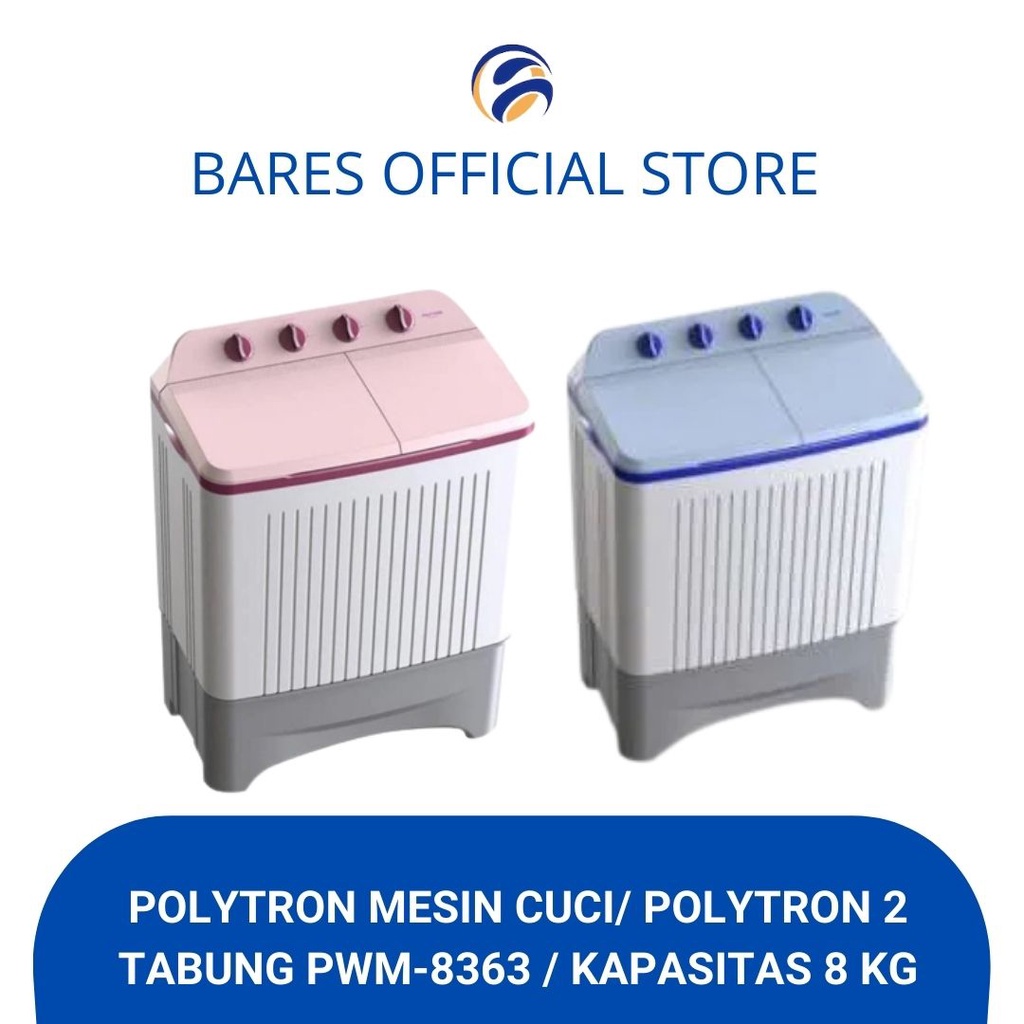 Jual POLYTRON MESIN CUCI/ POLYTRON 2 TABUNG PWM-8363 / KAPASITAS 8 KG P ...