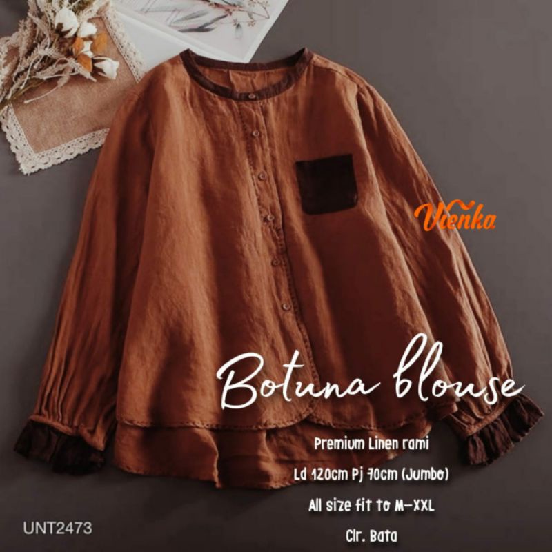 Jual Botuna blouse katun linen jumbo ld 120 xxl | Shopee Indonesia