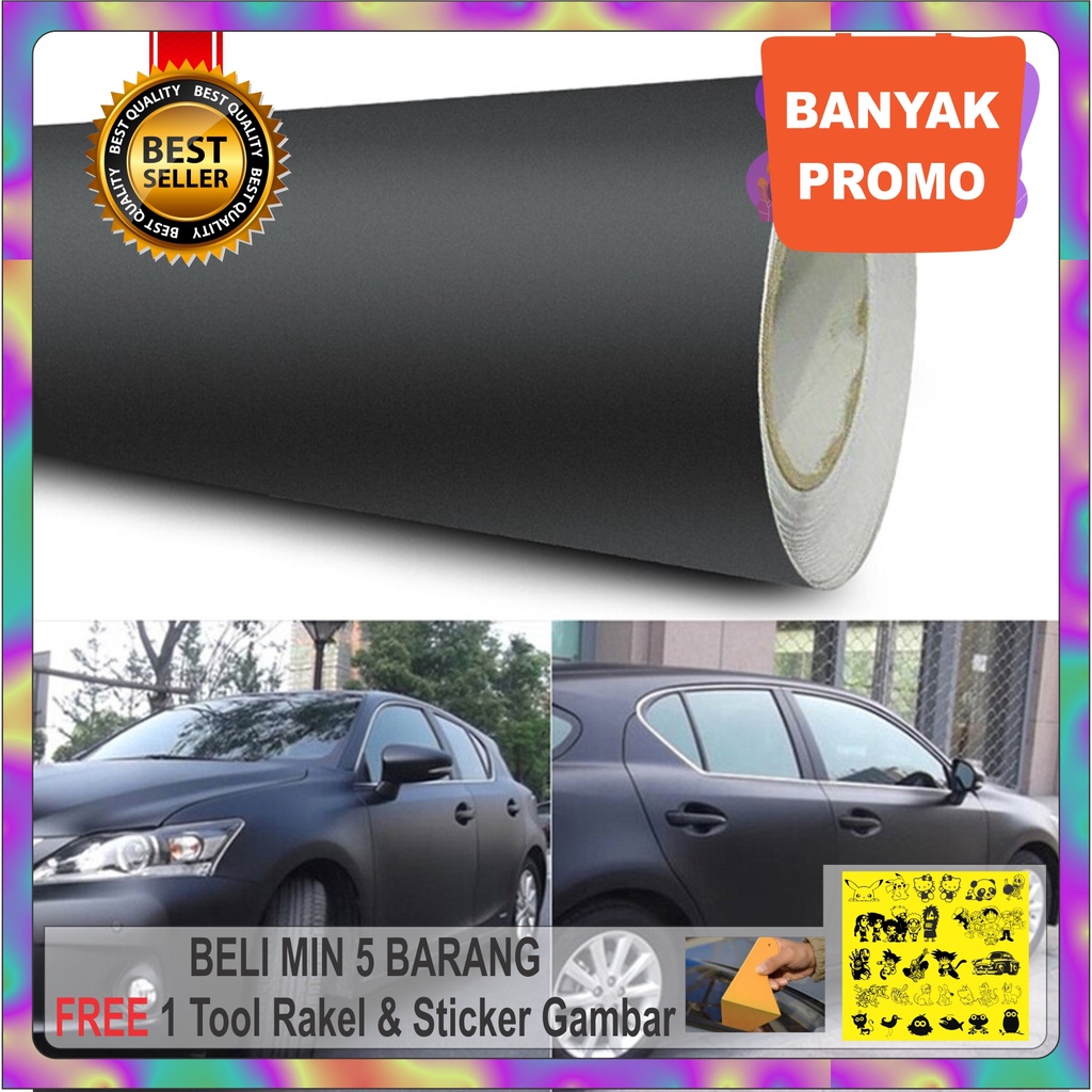 Jual stiker warna hitam doff/stiker warna hitam mate/stiker mobil/motor